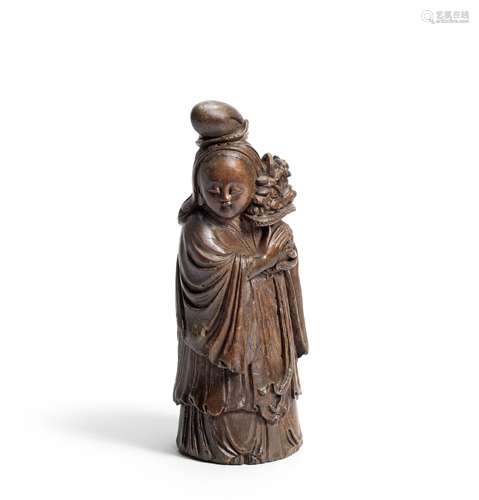 A BAMBOO FIGURE OF LAN CAIHE 18th/19th century