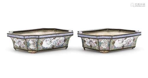 A PAIR OF PAINTED ENAMEL JARDINIÈRES 18th century (2)