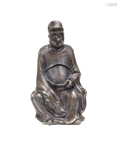 A DOCUMENTARY BRONZE FIGURE OF WENCHANG Inscribed Xue Mingya...