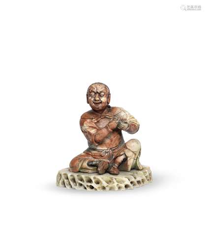 A SOAPSTONE CARVING OF A LUOHAN 17th/18th century