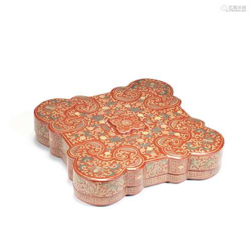 A POLYCHROME LACQUER SWEETMEAT BOX AND COVER Mid Qing Dynast...