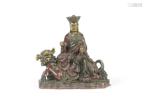 A PAINTED AND GILT-IRON FIGURE OF KSITIGARBHA 17th century