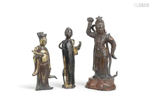 THREE BRONZE FIGURES 17th century (4)