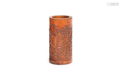 A CARVED BAMBOO BRUSHPOT, BITONG