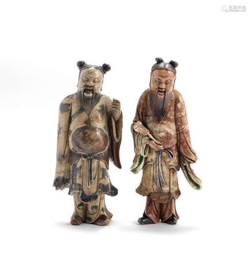 TWO SOAPSTONE FIGURES OF ZHONGLI QUAN 17th/18th century (3)