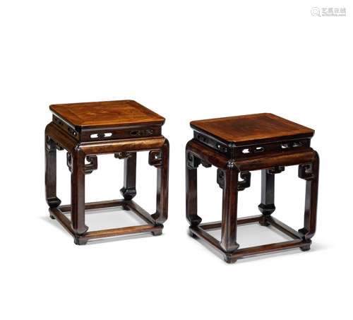 A PAIR OF HUANGHUALI STOOLS Mid Qing Dynasty (2)