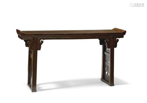 A LARGE 'RED BEAN FIR' RECESSED-LEG ALTAR TABLE, QIAOTOUAN 1...