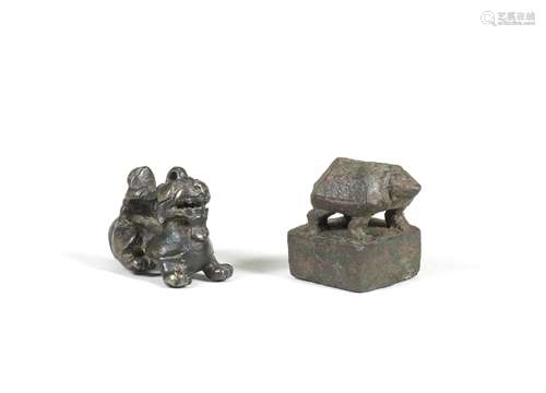 A RARE BRONZE 'TORTOISE' SEAL Wu shan taishou seal mark, Nor...