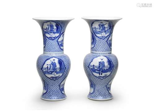 A PAIR OF BLUE AND WHITE YENYEN VASES Kangxi (2)