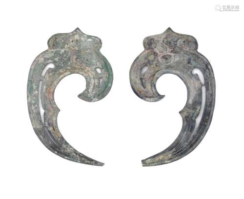 An unusual pair of bronze horse-harness cheek fittings Weste...