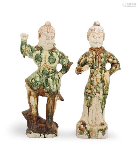 TWO SANCAI-GLAZED FIGURES OF LOKAPALAS Tang Dynasty (2)