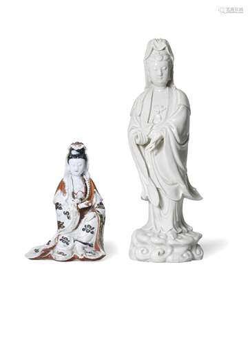 TWO BLANC-DE-CHINE FIGURES OF GUANYIN 17th/18th century (2)