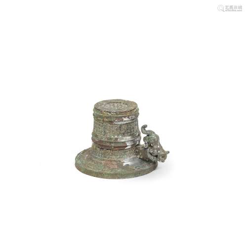 AN ARCHAIC BRONZE AXLE CAP AND PEG, WEI Warring States Perio...