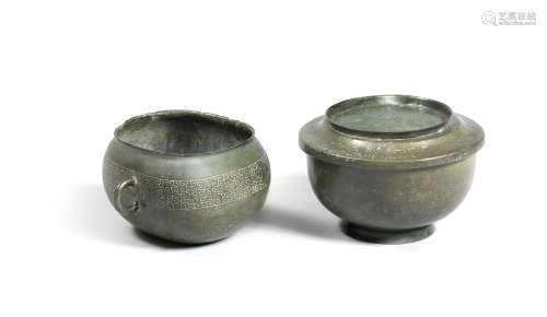 A BRONZE OVOID BOWL AND A BRONZE BOWL AND COVER Eastern Zhou...