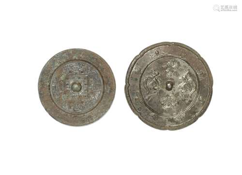 TWO BRONZE MIRRORS (2)