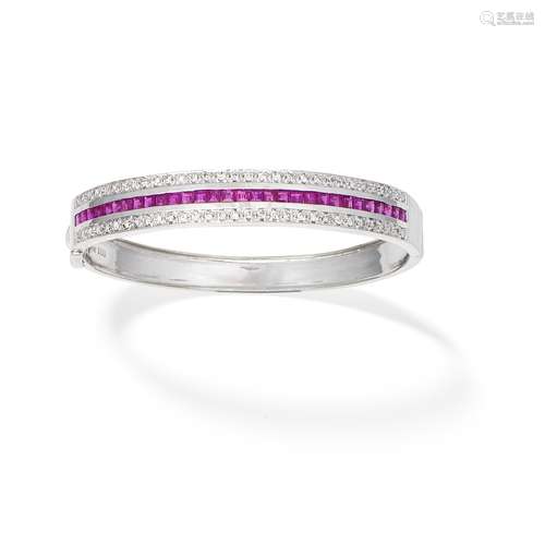 RUBY AND DIAMOND-SET BANGLE