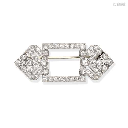 ART DECO DIAMOND-SET BROOCH,