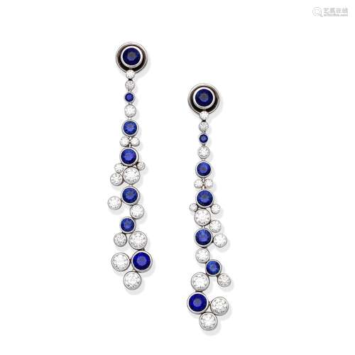 GRAFF: SAPPHIRE AND DIAMOND 'INFINITY' PENDENT EARRINGS