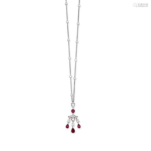 GRAFF: RUBY AND DIAMOND 'LOTUS' NECKLACE