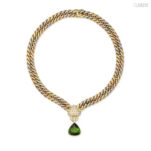 TOURMALINE AND DIAMOND-SET NECKLACE