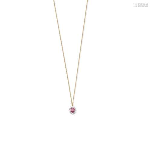 RUBY AND DIAMOND PENDANT/NECKLACE