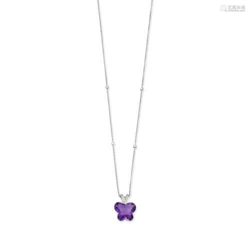 LEO WITTER: AMETHYST AND DIAMOND-SET BUTTERFLY PENDANT/NECKL...