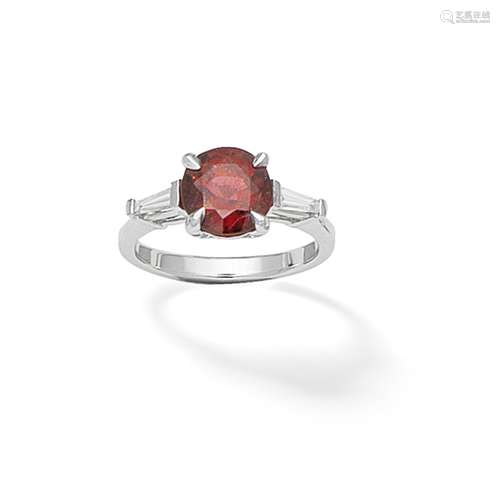 SPINEL AND DIAMOND RING