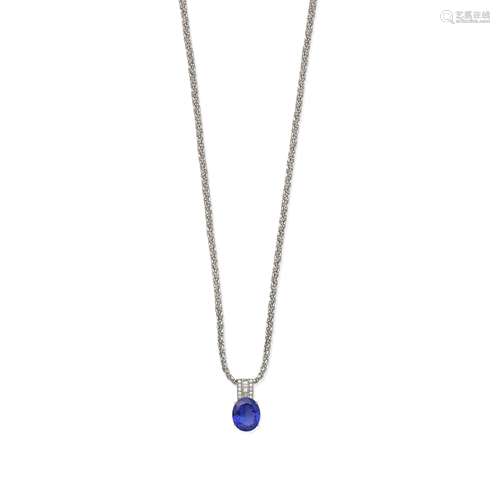 TANZANITE AND DIAMOND-SET PENDANT/NECKLACE