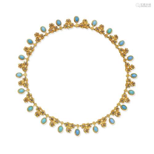 TURQUOISE AND SAPPHIRE NECKLACE,