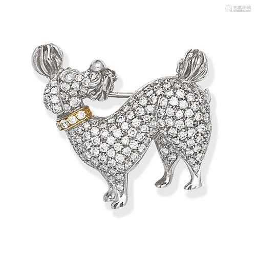 DIAMOND-SET POODLE BROOCH,