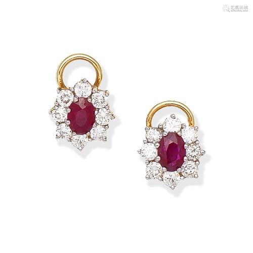 RUBY AND DIAMOND CLUSTER EARRINGS