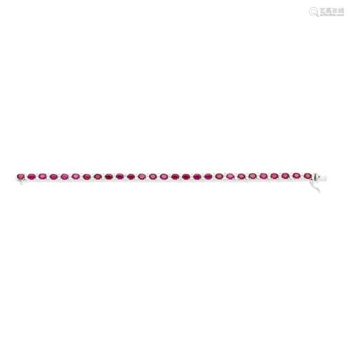 RUBY AND DIAMOND LINE BRACELET