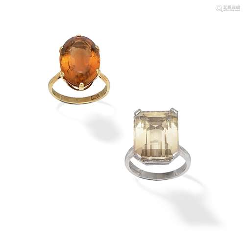 SMOKY QUARTZ RING AND CITRINE RING (2)