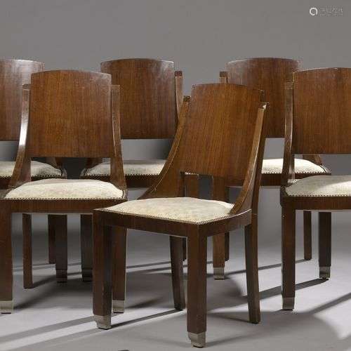 Travail des ANNÉES 1930 Suite de 6 chaises semi g…