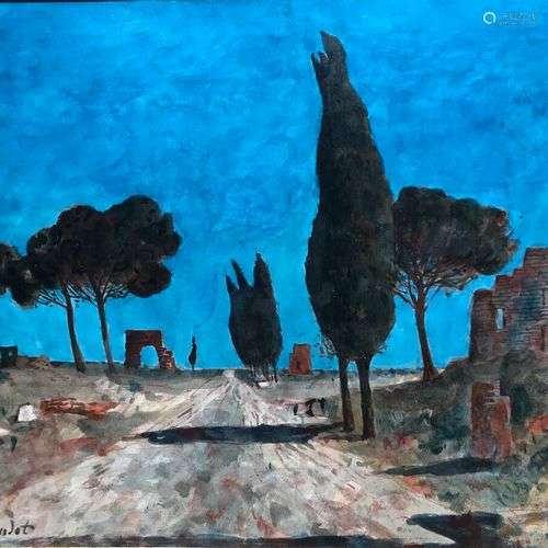 Roland OUDOT (1897 1981) Via Appia Aquarelle sur…