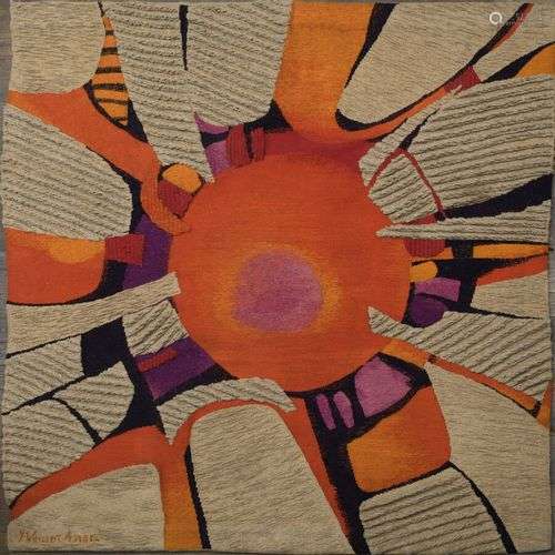 Yvette VINCENT ALLEAUME (1927 2011) Soleil rouge …