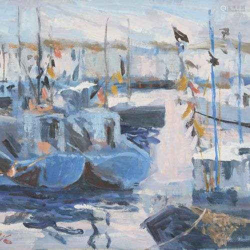 Joseph LAULIÉ (1928 2016) Bateaux au port Huile …