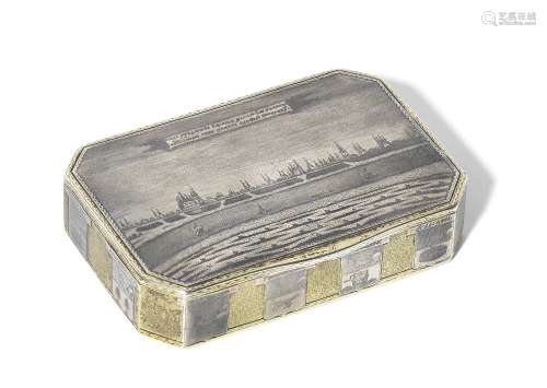 A Parcel-gilt Silver and Niello Cartographic Box mark of Feo...