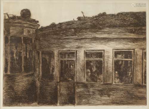 Mikhail Roginsky (Russian, 1931-2004) Two etchings: 'Tramway...