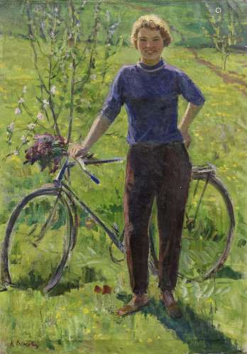 Klara Vlasova (Russian, born 1926) Cyclist unframed