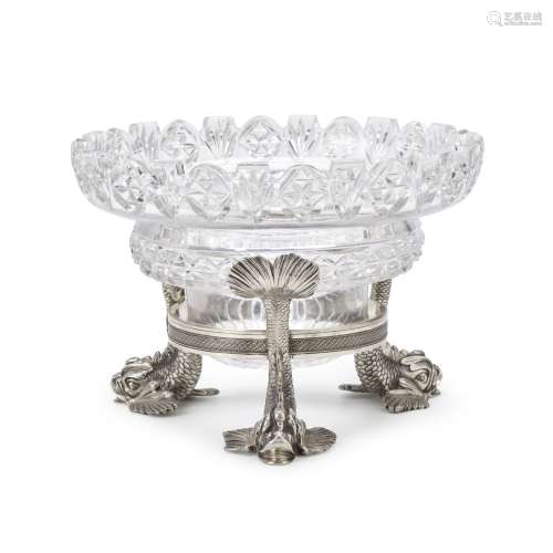 A silver and cut-glass footed bowlSt. Petersburg, 1908-1917,...