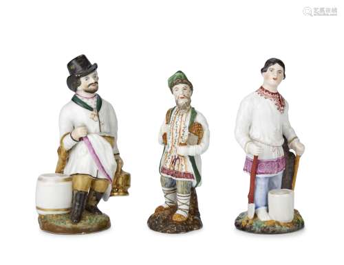 A group of three porcelain figuresall probably by Kudinov Po...