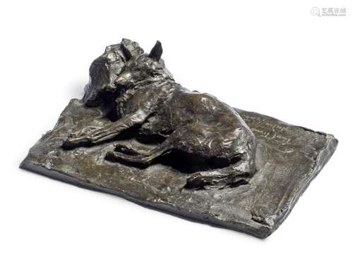 Paolo Troubetzkoy, Sleeping dog, bronze, 1904, signed and da...