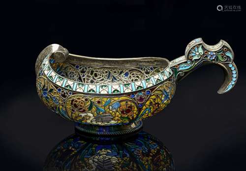 A Silver-gilt Plique-à-jour and Cloisonné Enamel K...