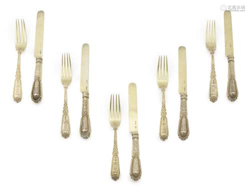 A partial silver gilt nautical flatware set, from a yacht se...