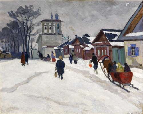 Arnold Borisovich Lakhovsky (Russian, 1880-1937) Winter scen...