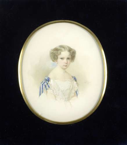 Woldemar Hau (Russian, 1816-1895) Portrait of a young girl i...