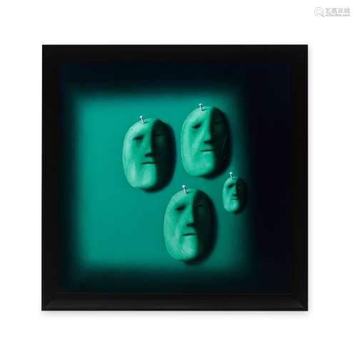 Oleg Tselkov (Russian, born 1934) Four masks in green 103.5 ...