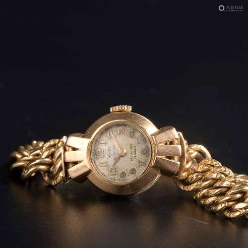 WYLER. Montre bracelet de dame en or jaune 18k, le boîtier c...