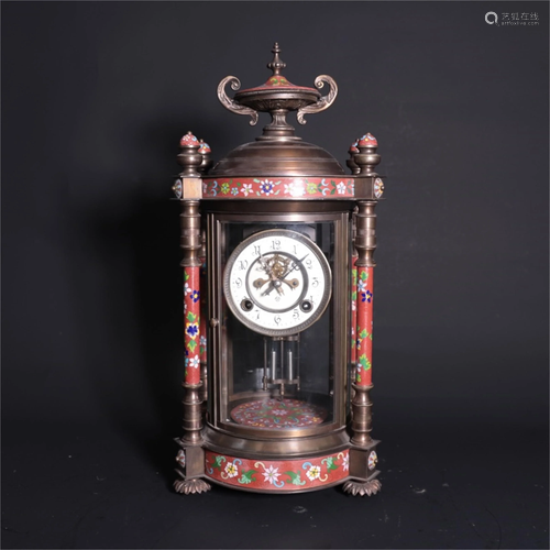 A Chinese Bronze Flower Pattern Mantel Clock